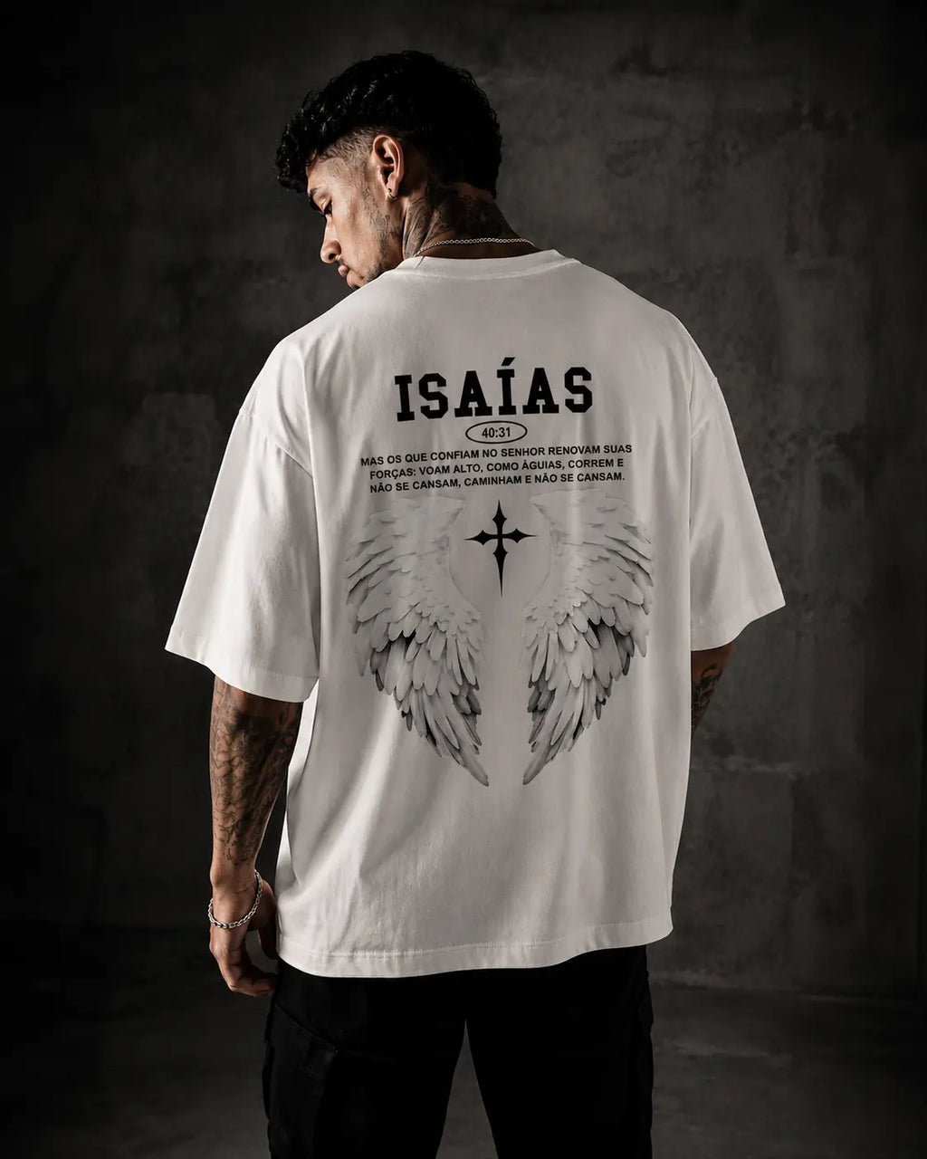 KAIRO® Camiseta Branca Oversized - Isaías 40:31