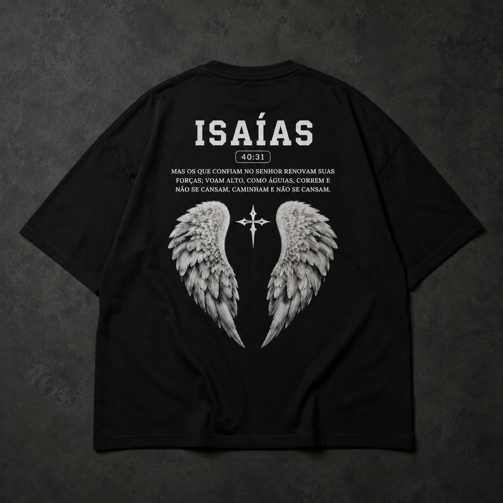 KAIRO® Camiseta Preta Oversized - Isaías 40:31