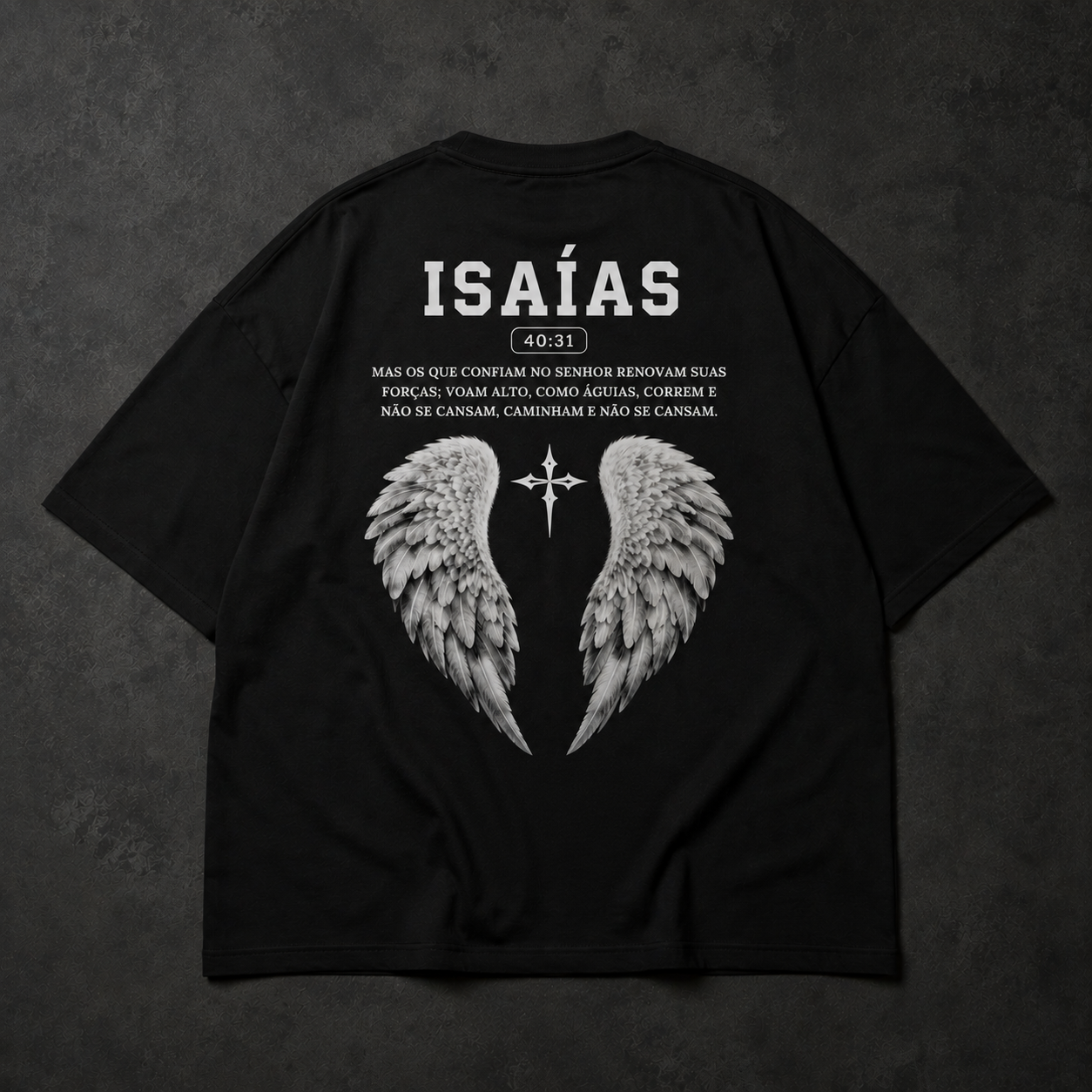 KAIRO® Camiseta Preta Oversized - Isaías 40:31